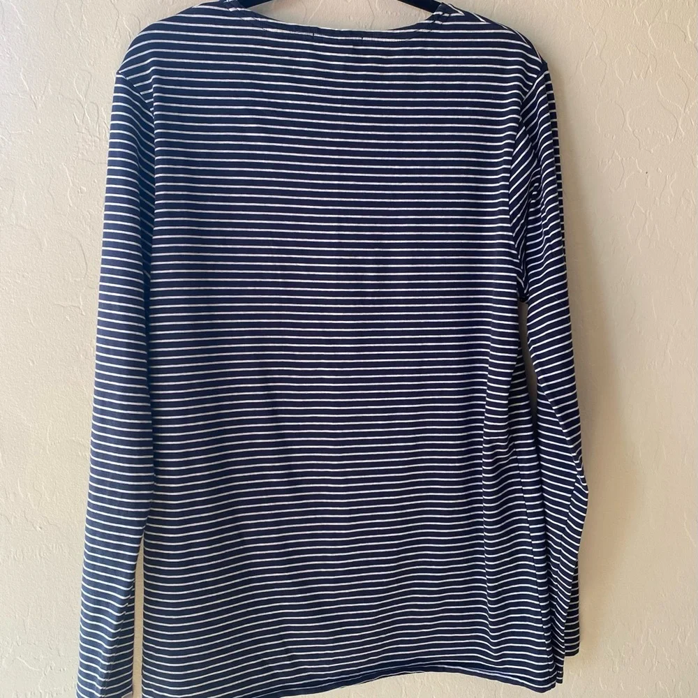 SCOTCH&SODA Men Navy and White Striped Long Sleeve Shirt Size L - Picture 2 of 7